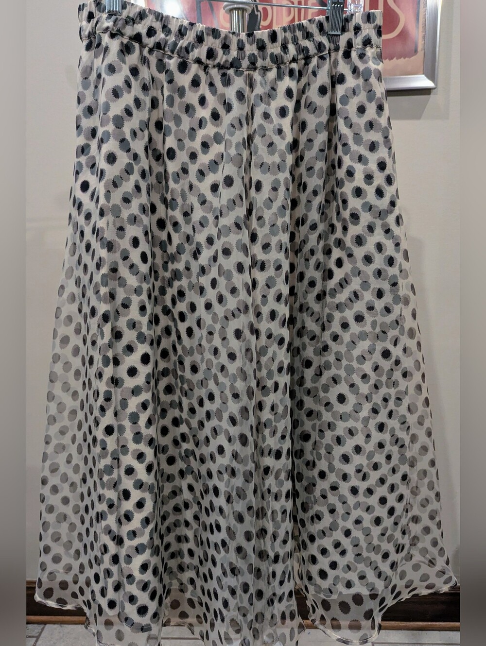 $60 Anthropologie Dhruv Kapoor Size L Kimmi A-Line Polka Dot Midi Skirt EUC